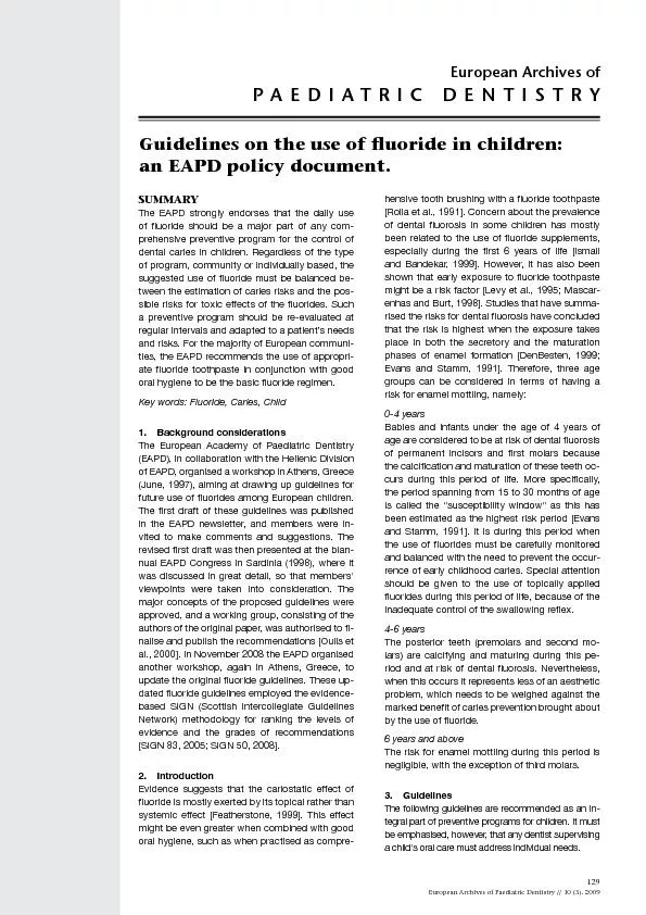 European Archives of Paediatric Dentistry // 10 (3). 2009