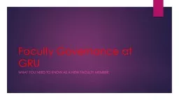 Faculty Governance at GRU