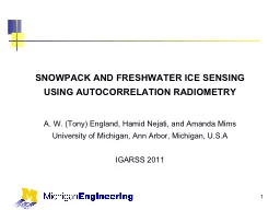 1 SNOWPACK AND FRESHWATER ICE SENSING USING AUTOCORRELATION