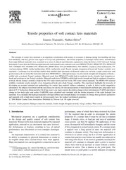 Tensile properties of soft contact lens materials Ioan