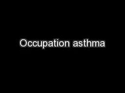Occupation asthma