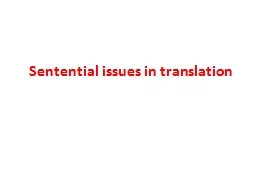 Sentential issues in translation