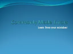 Commonly Made Errors