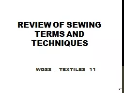 Review of Sewing Terms and Techniques