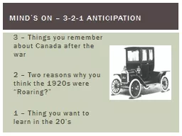 3 – Things you remember about Canada after the war