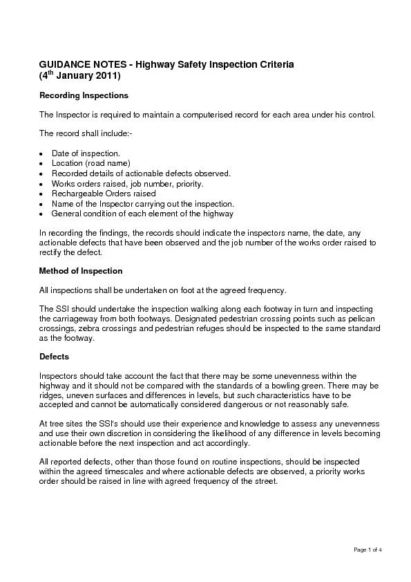 GUIDANCE NOTES - Highway Safety Inspection Criteria   January 2011)Rec