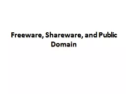 Freeware, Shareware, and Public Domain