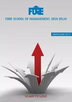 LEARN TO LEADFORE SCHOOL OF MANAGEMENT, NEW DELHI