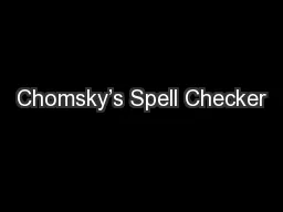 Chomsky’s Spell Checker