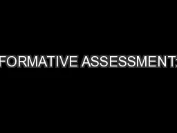 FORMATIVE ASSESSMENT: