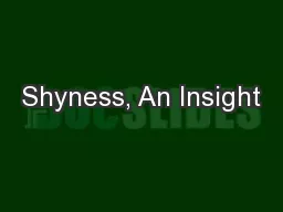 Shyness, An Insight