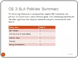 CB 3 SLA Policies Summary