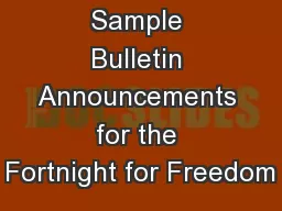 Sample Bulletin Announcements for the Fortnight for Freedom