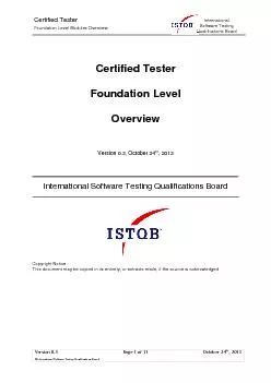 Certified Tester Foundation Level Modules Overview International Softw