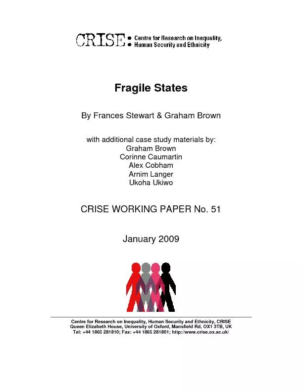  Fragile States  By Frances Stewart & Graham Brown  with additional c