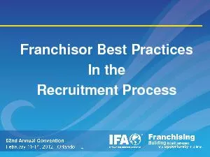 Franchisor Best Practices Recruitment Process