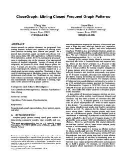 CloseGraph:MiningClosedFrequentGraphPatterns XifengYanDepartmentofComp