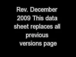 Rev. December 2009 This data sheet replaces all previous versions page