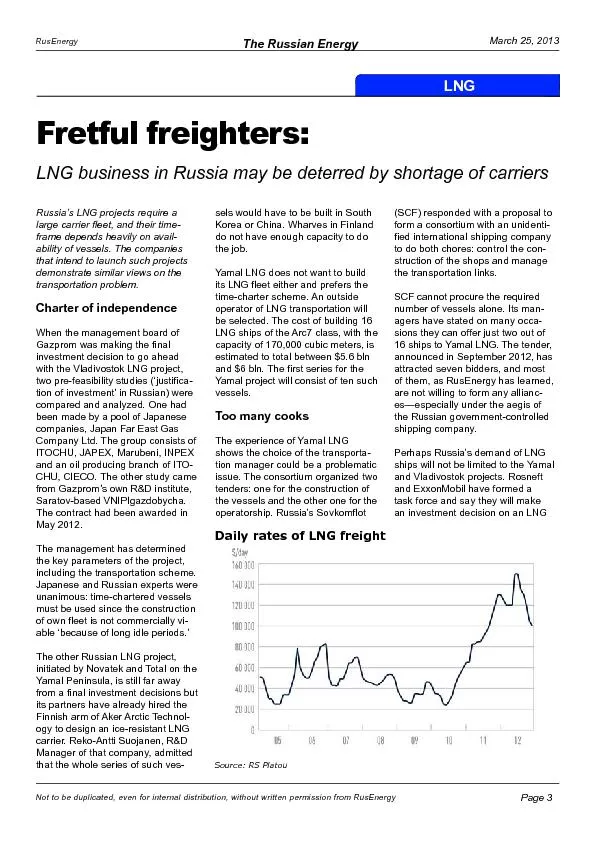 Fretful freighters:Russia’s LNG projects require a