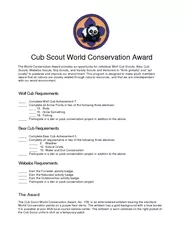 Cub Scout orld Conservation Award The World Conservati