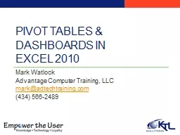 Pivot Tables & Dashboards in