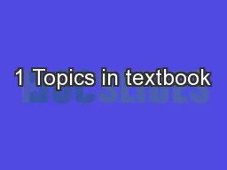 1 Topics in textbook