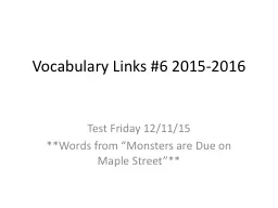 Vocabulary Links #6 2015-2016