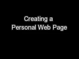 Creating a Personal Web Page