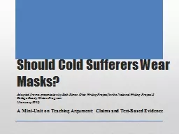 Should Cold Sufferers Wear Masks?