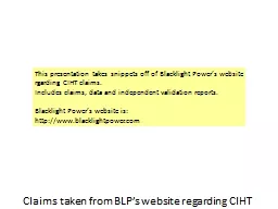 Claims taken from BLP’s website regarding CIHT
