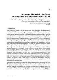 5 Screening Methods in the Study  of Fungicidal Property of Medicinal