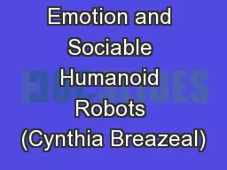 Emotion and Sociable Humanoid Robots (Cynthia Breazeal)