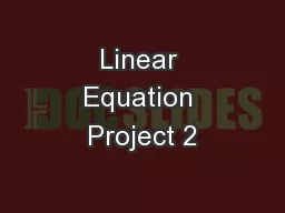 Linear Equation Project 2