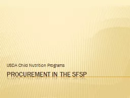Procurement in the SFSP