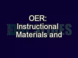 OER: Instructional Materials and