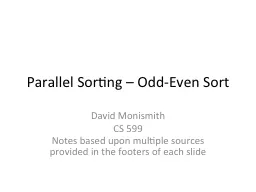 Parallel Sorting – Odd-Even Sort