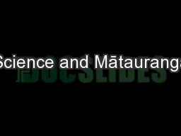 Science and Mātauranga