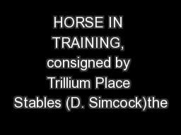 HORSE IN TRAINING, consigned by Trillium Place Stables (D. Simcock)the