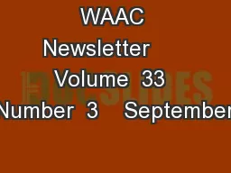 WAAC Newsletter      Volume  33  Number  3    September
