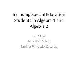 Including Special Education Students in Algebra 1 and Algeb