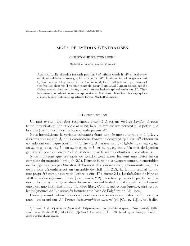 2CHRISTOPHEREUTENAUERi=0siipair,i=1siiimpair,etdeplus0et1sontdesordres