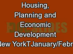 Housing, Planning and Economic Development in New YorkTJanuary/Februar