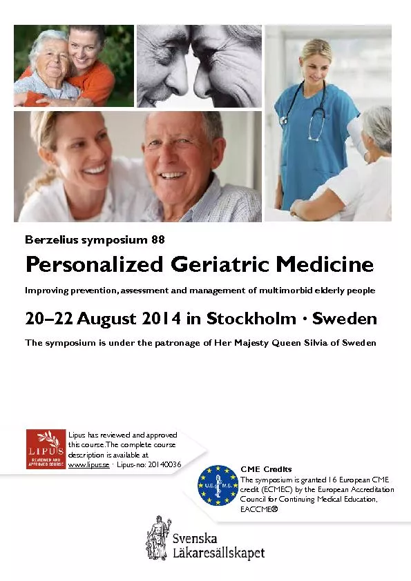 Personalized Geriatric MedicineImproving prevention, assessment and ma