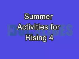 Summer Activities for Rising 4