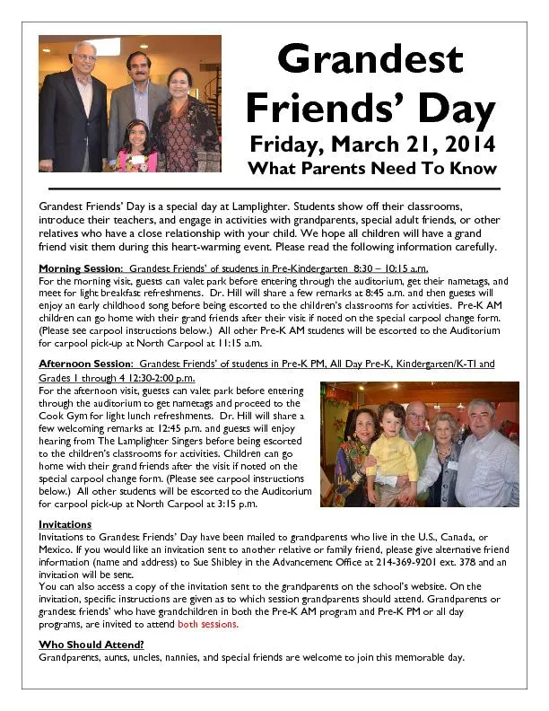Grandest Friends’ Day  Friday, March 21, 2014What Parents Need To