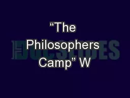 “The Philosophers Camp” W
