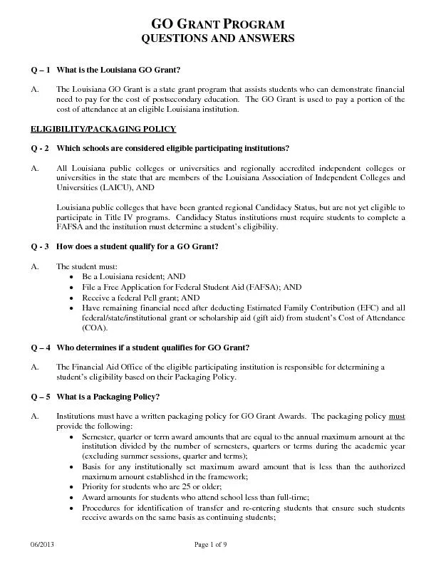 QUESTIONS AND ANSWERS 06/2013 Page 1 of 9 Q – 1 What is the Louis