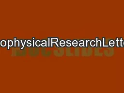 GeophysicalResearchLetters