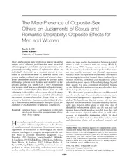The Mere Presence of OppositeSex Others on Judgments