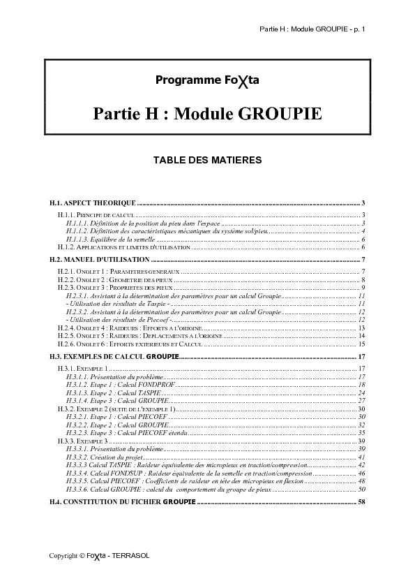 Partie H : Module GROUPIE - p. 1 Copyright